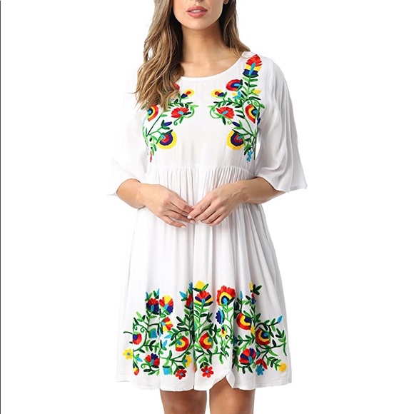 Rivera Sun Rayon Crepe Embroidered Dress - Picture 2 of 10